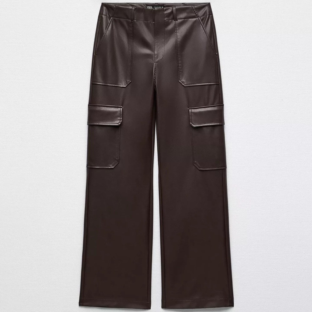Zara Chocolate Brown Leather Pants